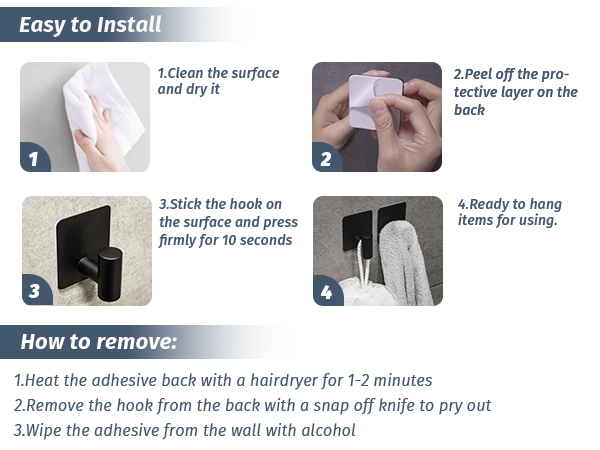 hwo to intall adhesive hooks and remove