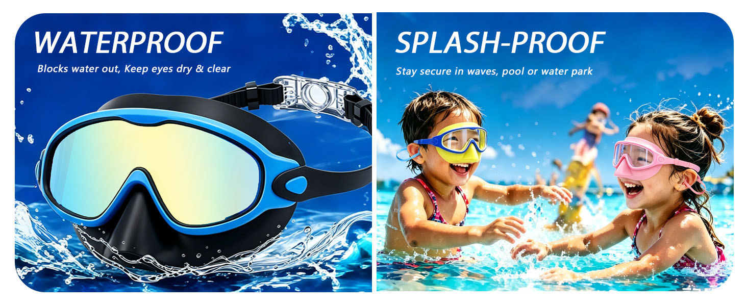Kids Swim Goggles with Nose Cover HD Anti Fog Swim Goggles
