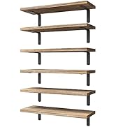 WOPITUES Wood Floating Shelves Set of 6, Shelves for Wall Decor, Farmhouse Shelf for Bedroom, Bat...