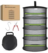 Yesker 4 Layer Herb Drying Rack Hanging Mesh Net Foldable Plant Drying Racks 24" w Green Zipper P...