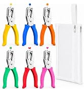 7Pcs Craft Hole Puncher Set,Hole Punch Shapes+Storage Bag,Paper Hole Punch | Circle/Heart/Butterf...