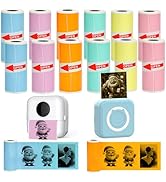 SZMILAIDUO 12 Rolls Thermal Sticker Paper for Mini Printer,Self-Adhesive Paper 57 * 25mm,Colored ...