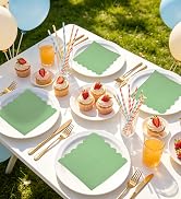 sage green scalloped luncheon napkins paper lunch napkins disposable sage dinner dessert napkins