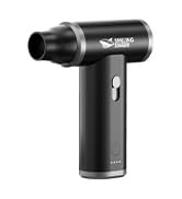 Black handheld massage gun device with cylindrical body and attachable head, designed for muscle therapy and recovery.
