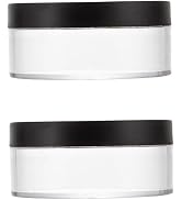 2 Pcs Black 50g Plastic Loose Powder Case Empty Cosmetic Container Refillable Makeup Jar Portable...