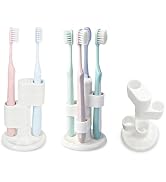 OIZOIZ 3 Pack Rotating Toothbrush Holders for Bathrooms, Toothbrush Storage Collection for Family