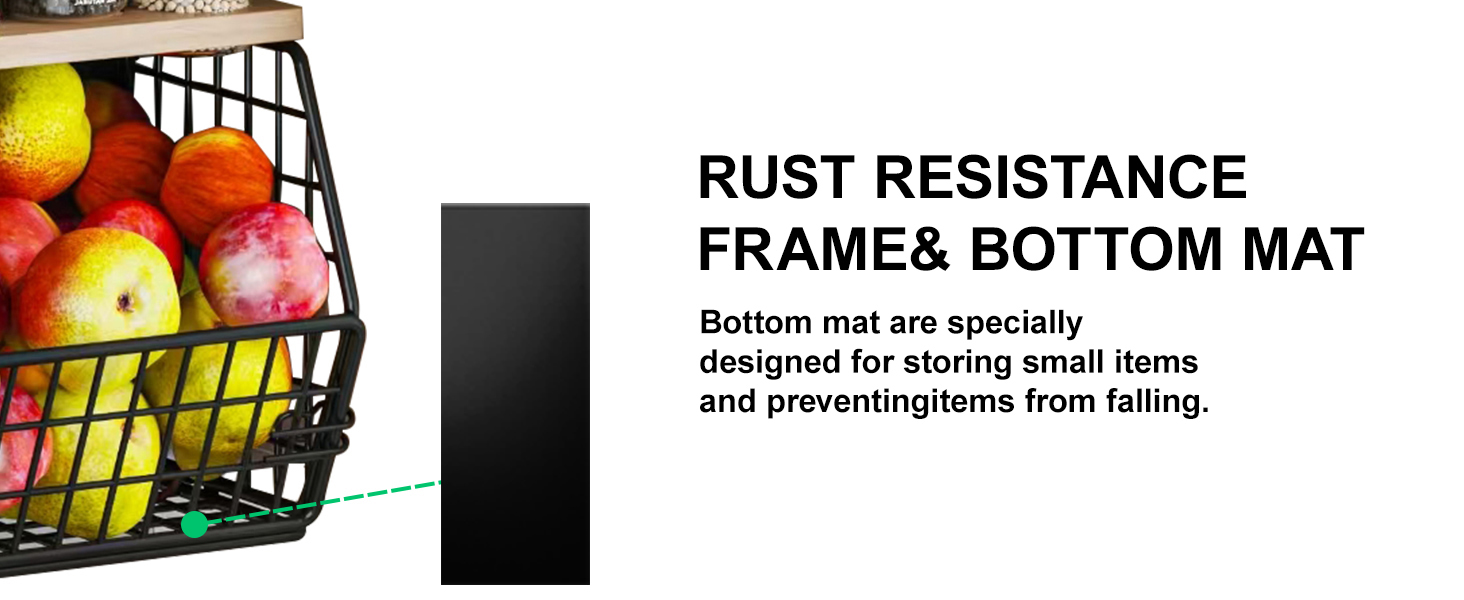 Magnetic Wire Basket Kitchen Storage with Mat