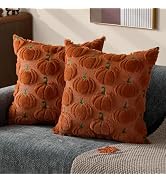 DFXSZ Fall Pillow Covers 18x18 Set of 2 Fall Decorations Autumn Rust Pumpkin Throw Pillow Cases S...