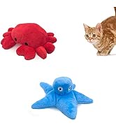 Andiker Cat Catnip Toys, 2Pcs Soft Crab&Starfish Cat Plush Toy Cat Toys for Indoor Cats Cute Catn...