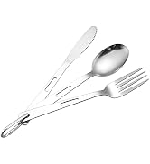 DZRZVD Camp Flatware Sets- Stainless Steel Spoon Fork Knife - Matching Matching Quick Hook - Ultr...