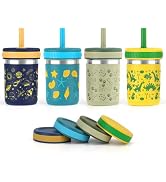Sursip Stainless Steel Toddler Cups with Straws and Lids, Spill Resistant Sippy Cups Kids Tumbler...