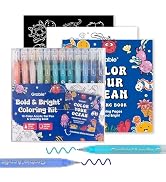 Grabie 12Colors Acrylic Gel Pens&Coloring Book, Medium Point Colored Gel Pens, Acrylic Gel Ink Pe...
