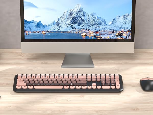 Pink Wireless Keyboard and Mouse Combo