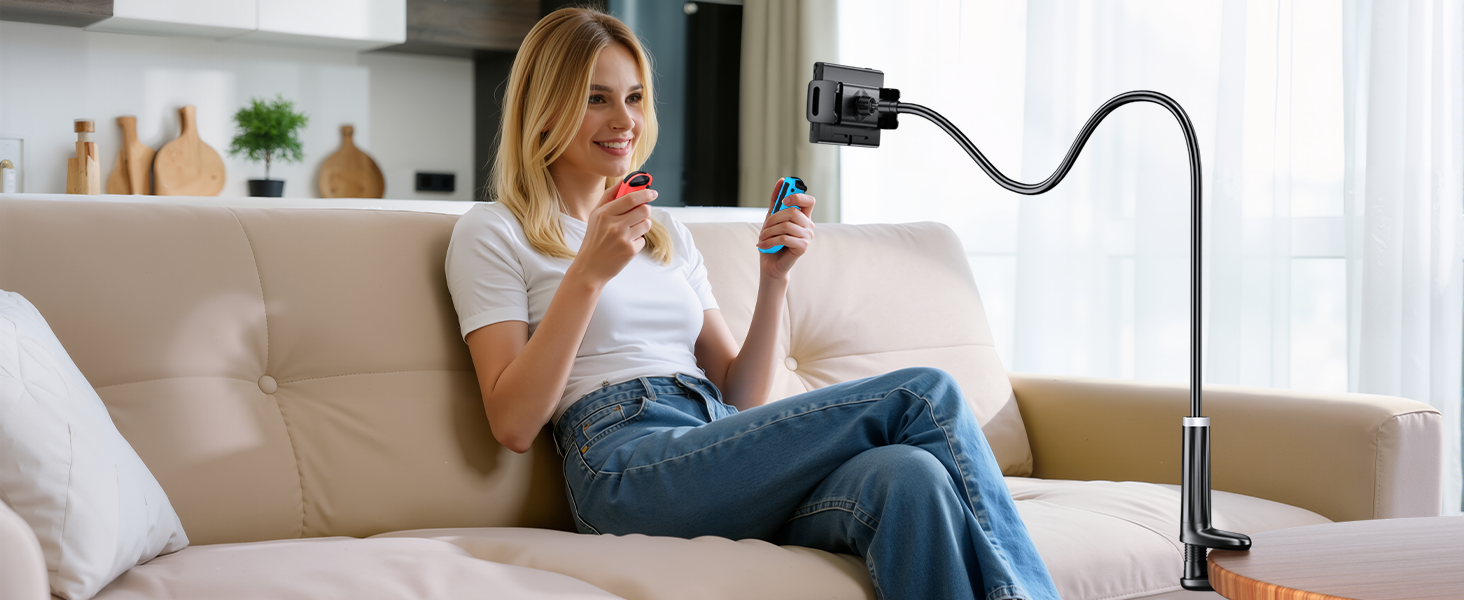 Playing Switch on the sofa
