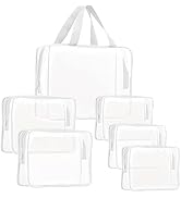 6Pcs Crystal Clear PVC Travel Toiletry Bag Kit for Women Men, Waterproof Vinyl Packing Organizer ...