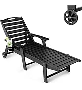 SUUNYN Lounge Chair Outdoor, Chaise Lounge Chair Outdoor, HDPE 6-Position Outdoor Chaise Lounge, ...
