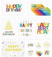 Hooqict 120 Pack Assorted Gold Happy Birthday Cards Bulk with Envelopes and Stickers 4x6 Inch Thi...