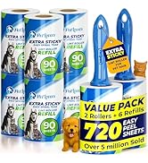 PetLovers Extra Sticky Lint Roller Mega Value Set 720 Sheets for Pet Hair Removal and Clothes, Do...