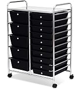 ARLIME 15-Drawer Storage Cart, 15 Drawer Trolley, Rolling Organizer Cart, Scrapbook Paper Organiz...