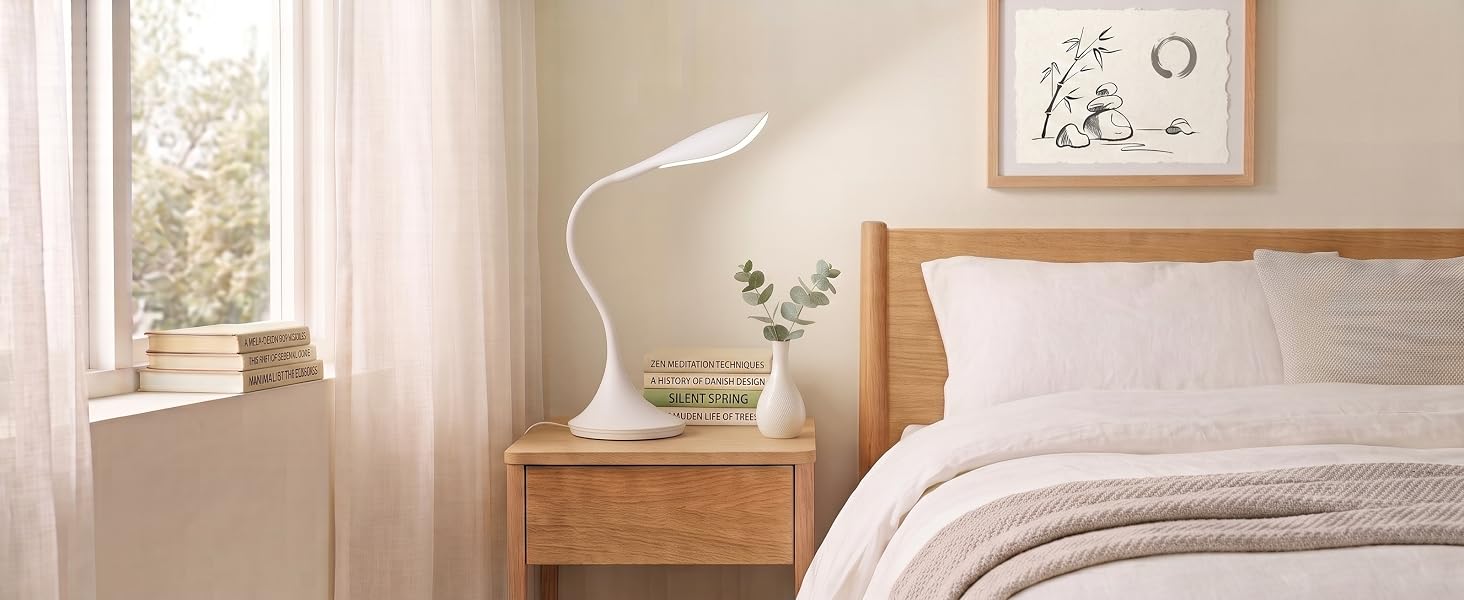 raised lamp head on bedside