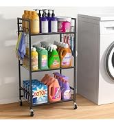 Housolution Laundry Room Shelves Cart Bathroom Storage Organizer Rack | 3 Tier Design with Wheels...