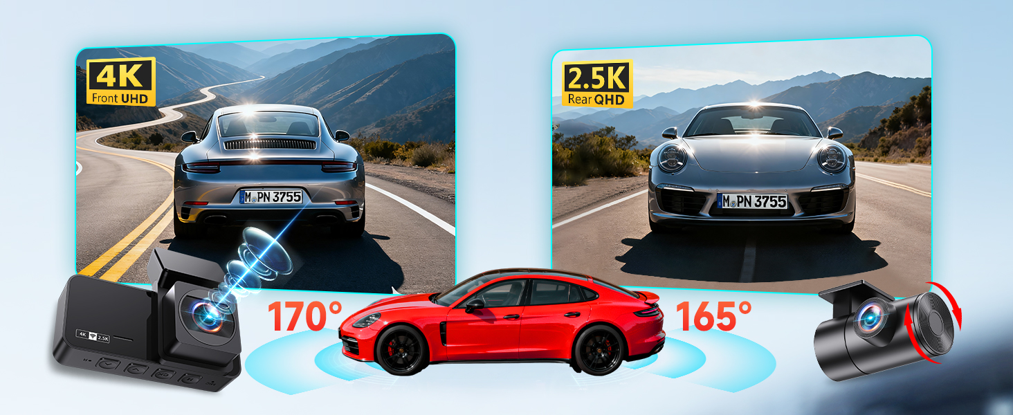 dash cam front 4K and rear 2.5K