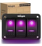 Nilight 3 Gang Aluminum Rocker Switch Panel Pre-Wired | 5 Pin ON Off Pinkish Purple Toggle Switch...