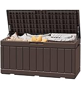 Greesum 82 Gallon Resin Deck Box Large Outdoor Storage for Patio Furniture, Garden Tools, Pool Su...