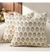 DKwizme Farmhouse Floral Pillow Covers 20x20 Set of 2, Country Botanical Throw Pillow Cover for S...