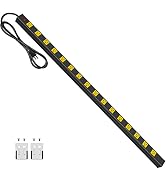JUNNUJ Long Metal 16 Outlet Power Strip, Wide Spaced Garage Industrial Power Strip, Heavy Duty Po...