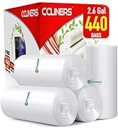2.6 Gallon (10 Liter) Clear Small Trash Bags (440 Bags) 2 Gallon Bathroom Garbage Bags Plastic Wa...