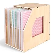 Caydo Wood Paper Storage Organizer, Slope Design Paper Storage Shelf For Holding 12 x 12 Inch Scr...
