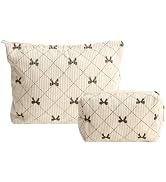 LYDZTION 2PCS Cute Corduroy Makeup Bag for Women, Small Makeup Bag Set Travel Toiletry Bag Coquet...