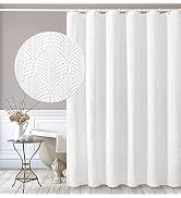 Gibelle White Shower Curtain for Bathroom, 3D Embossed Textured Fabric Curtain, Modern Farmhouse ...