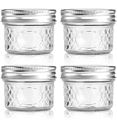 MOLADRI 4 oz/120 ml Clear Glass Storage Canister with Airtight Lid, 4 Pack Small Cute Decorative ...