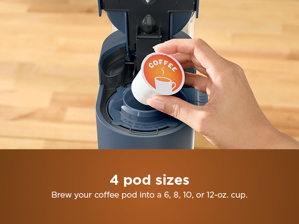 Brew your coffee pod into a 6, 8, 10, or 12-oz. cup.
