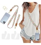 Piefly Phone Lanyard Crossbody Strap, Floral Flower Cell Phone Lanyard for Women, Wrist Strap Wri...