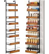 GUUKAR Over the Door Pantry Organizer, 8-Tier Metal Hanging Spice Rack with Adjustable Basket for...