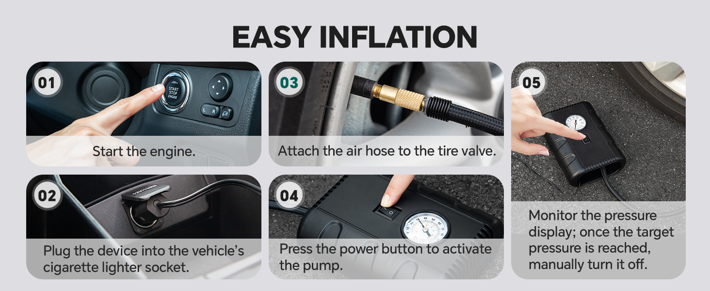 Simple Plug & Use tire inflator