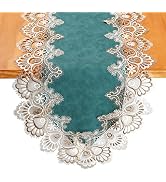 Lace Table Runner, Waterproof Oil-Proof PU Leather Table Runner with Exquisite Lace, for Dining, ...