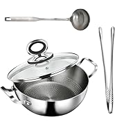 Titanium Sauce Pan with Lid & Spoon Clip, Non-Stick Hammered Design Titan Soup Pot Cooking Pot, F...