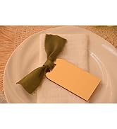 YEWROXY 12PCS Mirror Gold Acrylic Place Cards with Olive Green Ribbon, Blank Name Cards Gift Tags...