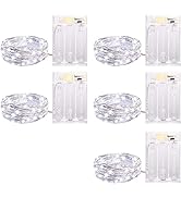 Fairy Lights Battery Operated, 5 Pack 7 FT 20 LED String Lights with Timer, Waterproof Silver Wir...