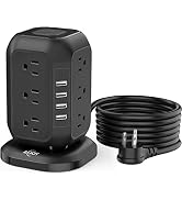 AiJoy Power Strip Tower 16.4 ft Cord, Surge Protector with 12 AC Outlet and 4 USB Ports, Charging...