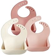 PandaEar Silicone Bibs for Babies Toddlers Girls| Adjustable Waterproof BPA Free Soft Durable Sil...