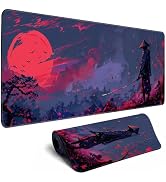 Japanese Gaming Samurai Red Large Gaming Mouse Pad Keyboard Desk Pad Extended Mouse Pad Gaming Of...