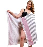 American Soft Linen, Peshtemal Beach Towel, 100% Cotton 35 in 60 in Oversized Swim Towels, Soft A...