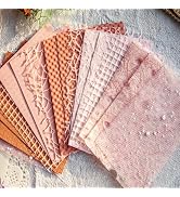 BLEDS Handmade Scrapbook Paper, 16 Sheets Textured Paper Mesh Fabric Mix Special Junk Journal Pap...