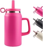 Fijinhom 50oz Water Bottle, Leak Proof Tumbler with Lid and Straw, Cover Cap, Stainlees Steel Tra...
