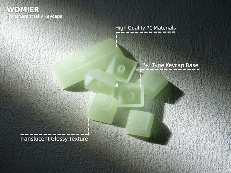 Keyboard Keycaps Jelly Ceramic Keycaps Style, Clear Creamy Matcha Green Key Cap Transparent Custom
